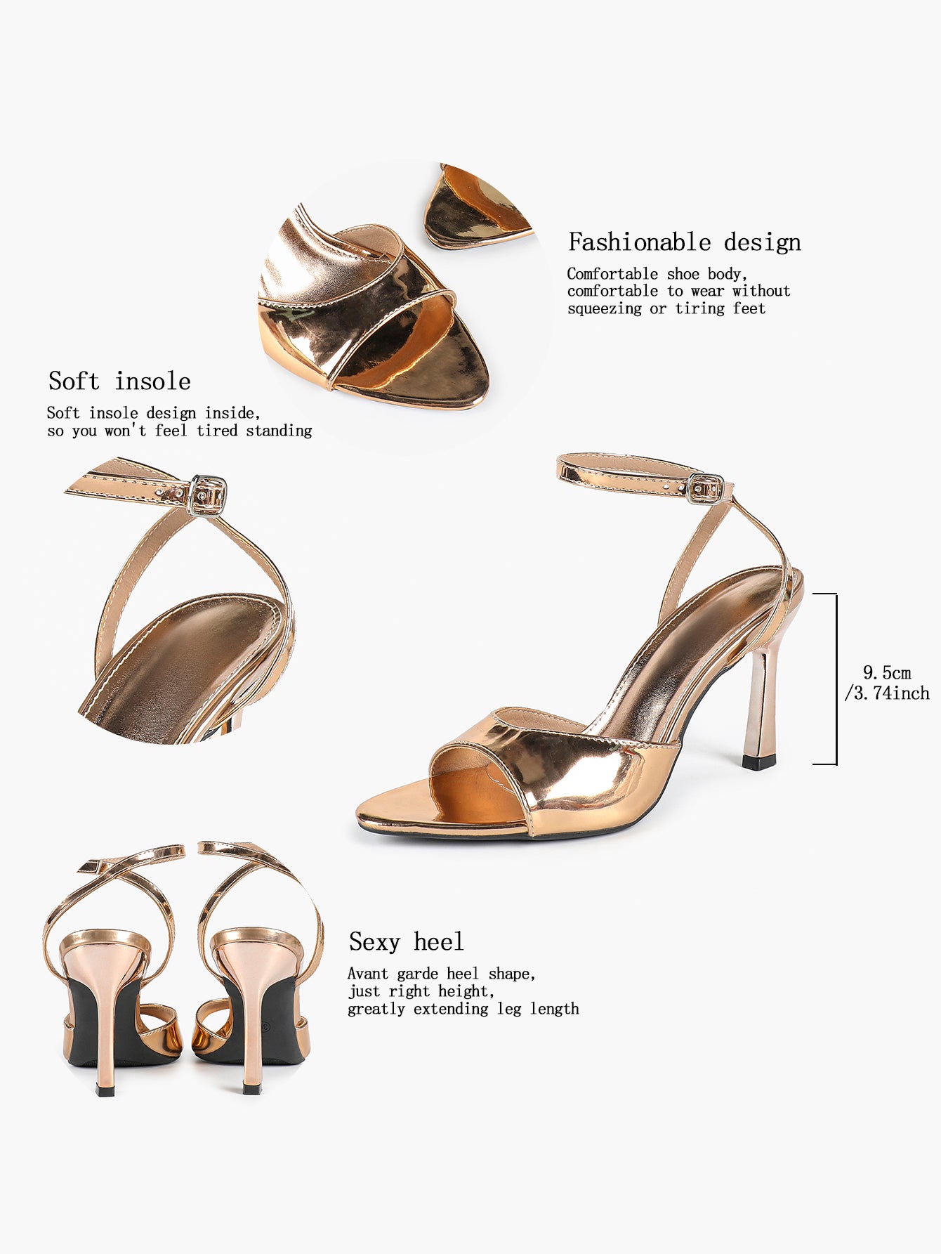 Open Toe Ankle Strap High Heel Sandals Stiletto Heel Sandals Summer Party Date Night