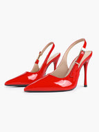 Pointed Toe Slingback Heels Metallic Party Clubwear