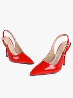 Pointed Toe Slingback Heels Metallic Party Clubwear