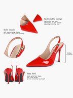 Pointed Toe Slingback Heels Metallic Party Clubwear