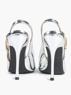 Pointed Toe Slingback Heels Metallic Party Clubwear