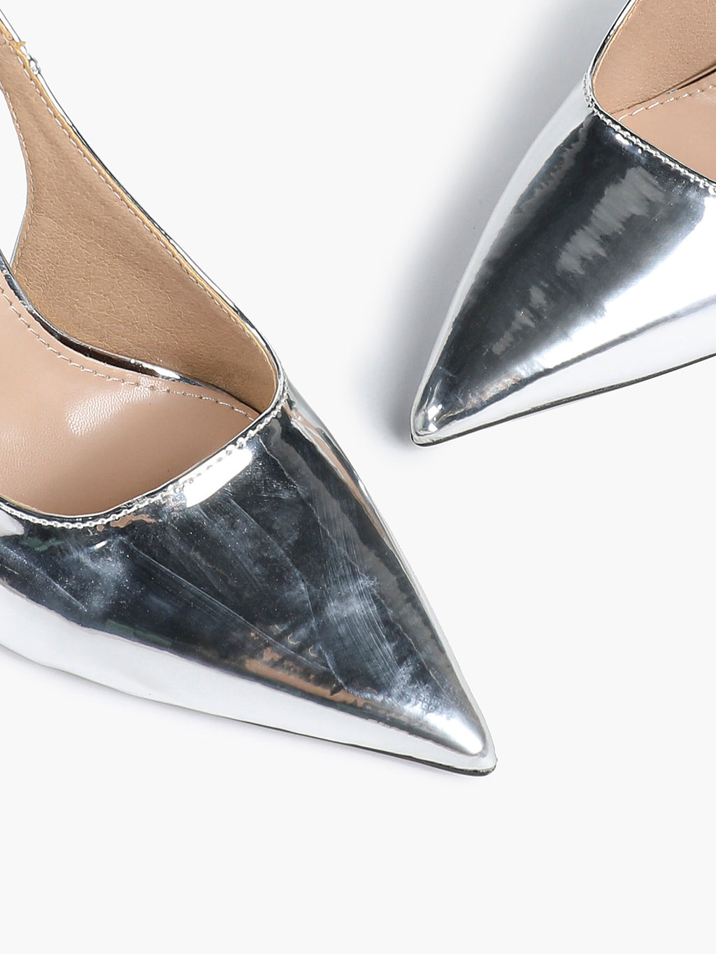 Pointed Toe Slingback Heels Metallic Party Clubwear
