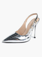 Pointed Toe Slingback Heels Metallic Party Clubwear