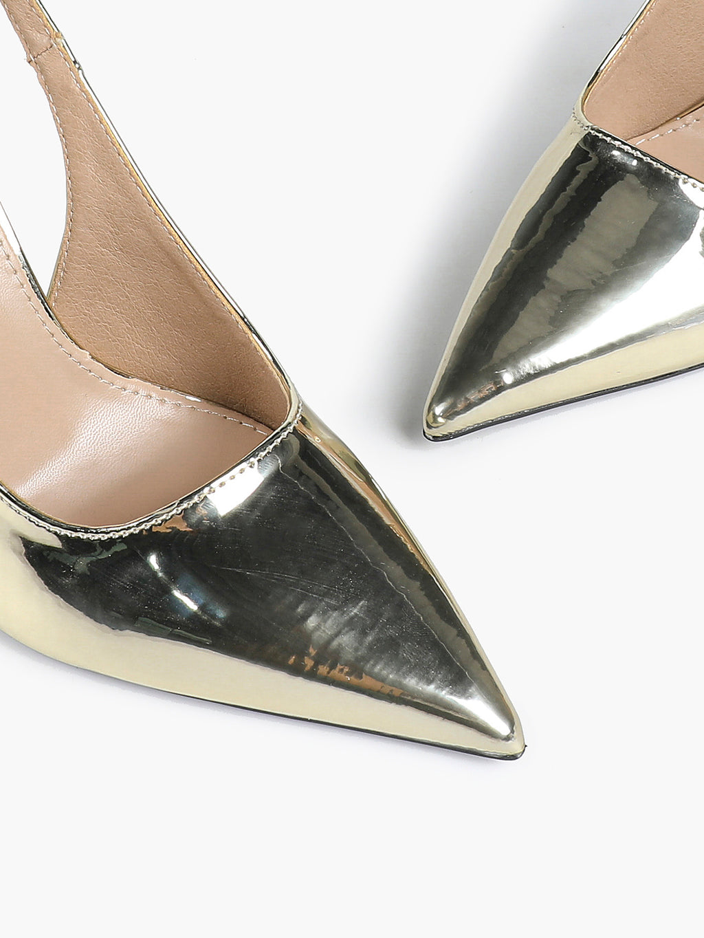 Pointed Toe Slingback Heels Metallic Party Clubwear