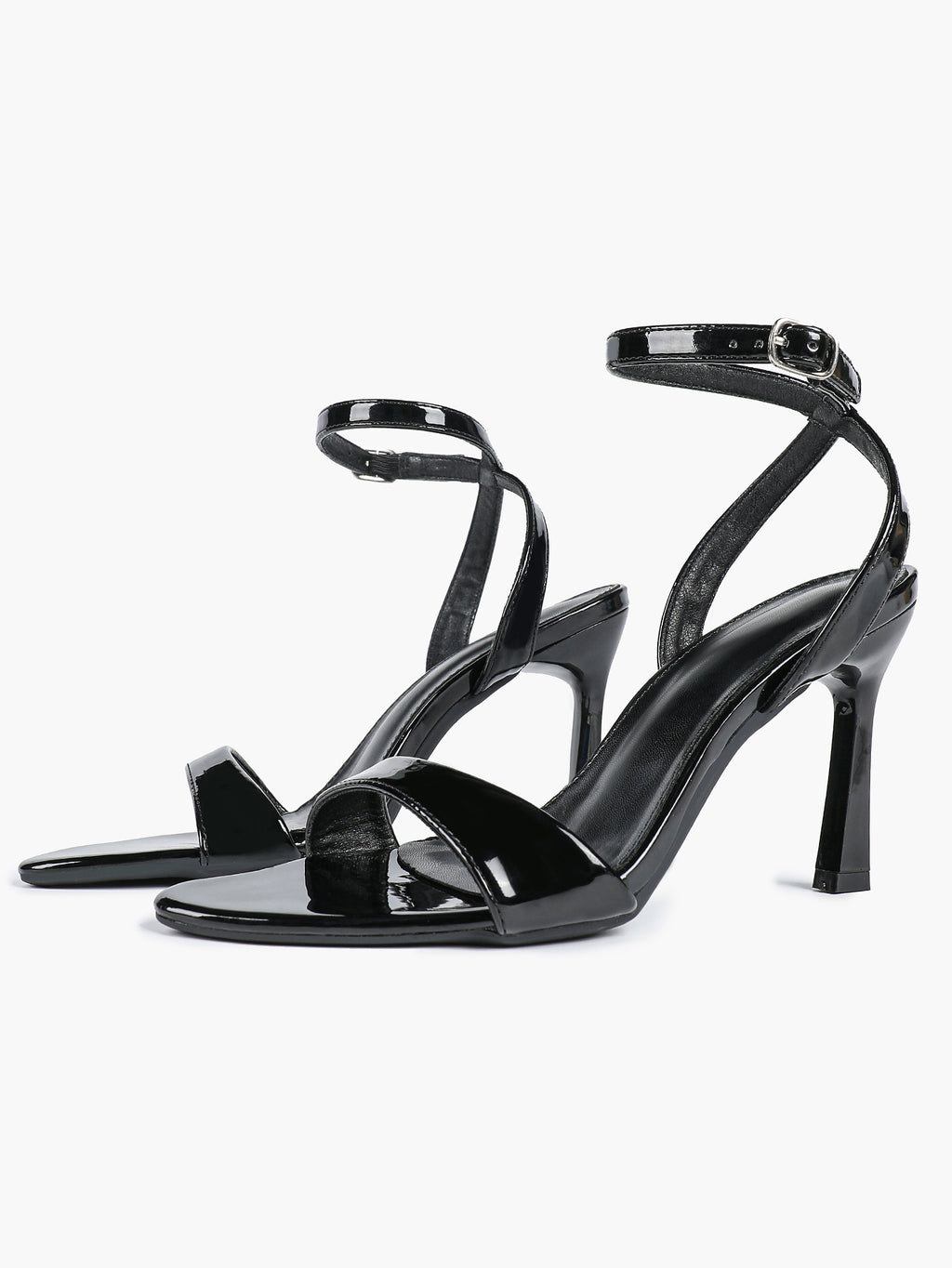 Patent Leather Ankle Strap Heeled Sandals Open Toe Stiletto Engagement Wedding Party