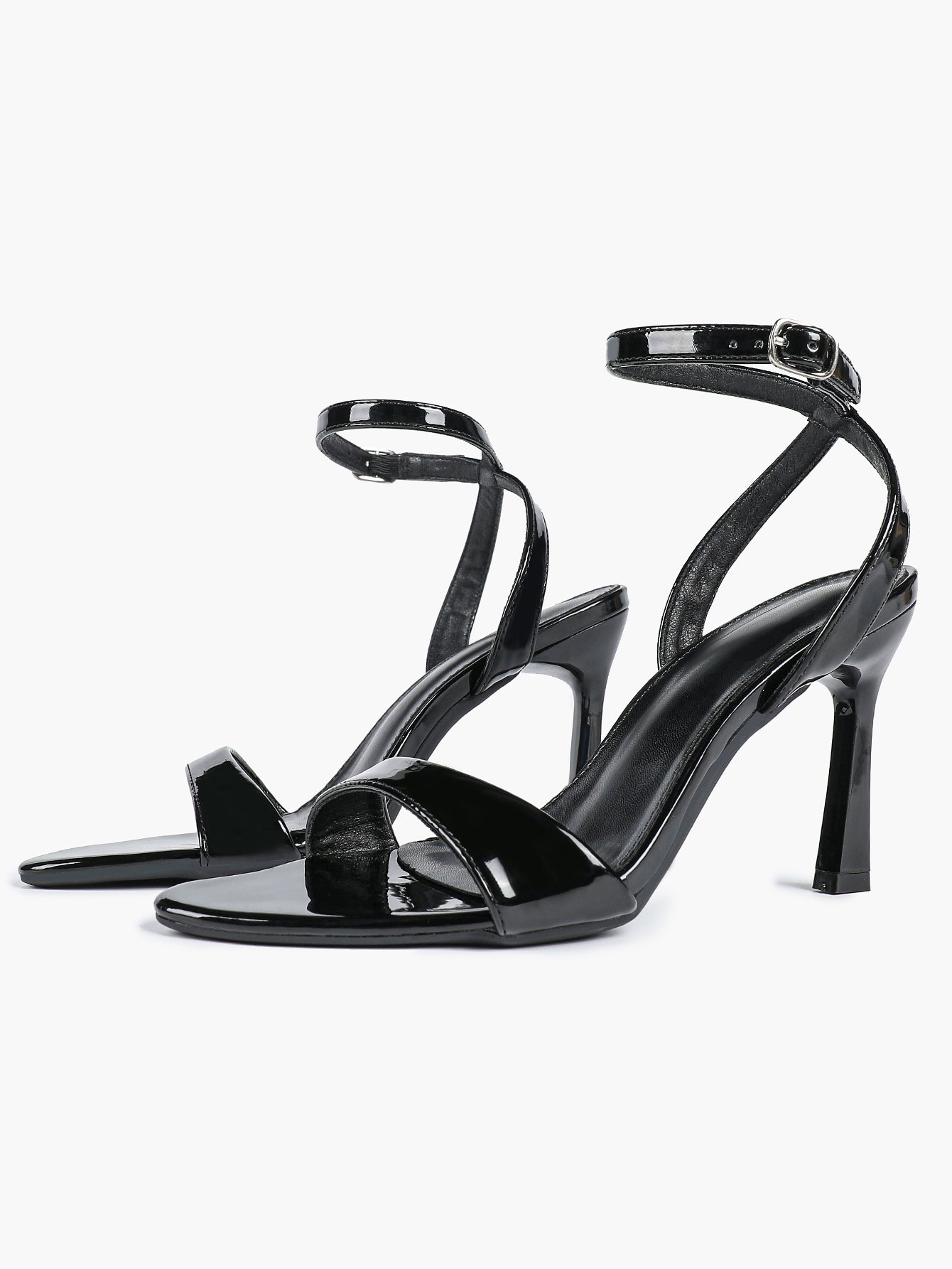 Patent Leather Ankle Strap Heeled Sandals Open Toe Stiletto Engagement Wedding Party