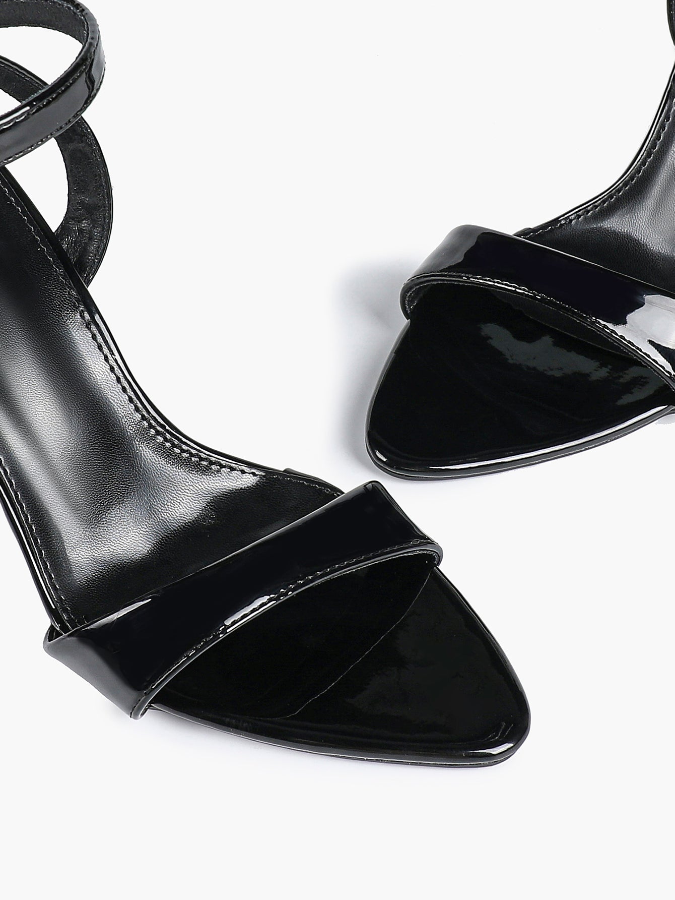 Patent Leather Ankle Strap Heeled Sandals Open Toe Stiletto Engagement Wedding Party