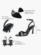 Patent Leather Ankle Strap Heeled Sandals Open Toe Stiletto Engagement Wedding Party