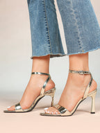 Patent Leather Ankle Strap Heeled Sandals Open Toe Stiletto Engagement Wedding Party