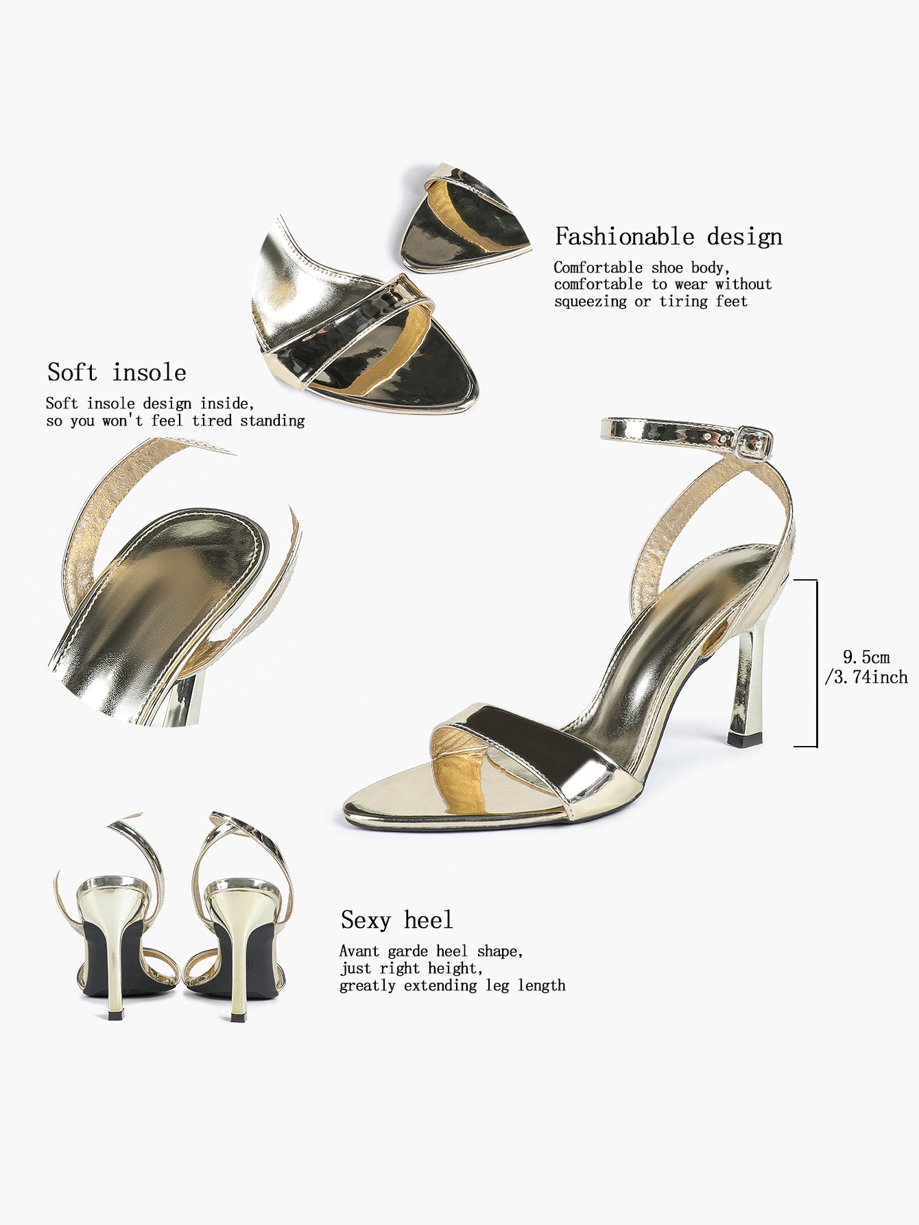 Patent Leather Ankle Strap Heeled Sandals Open Toe Stiletto Engagement Wedding Party