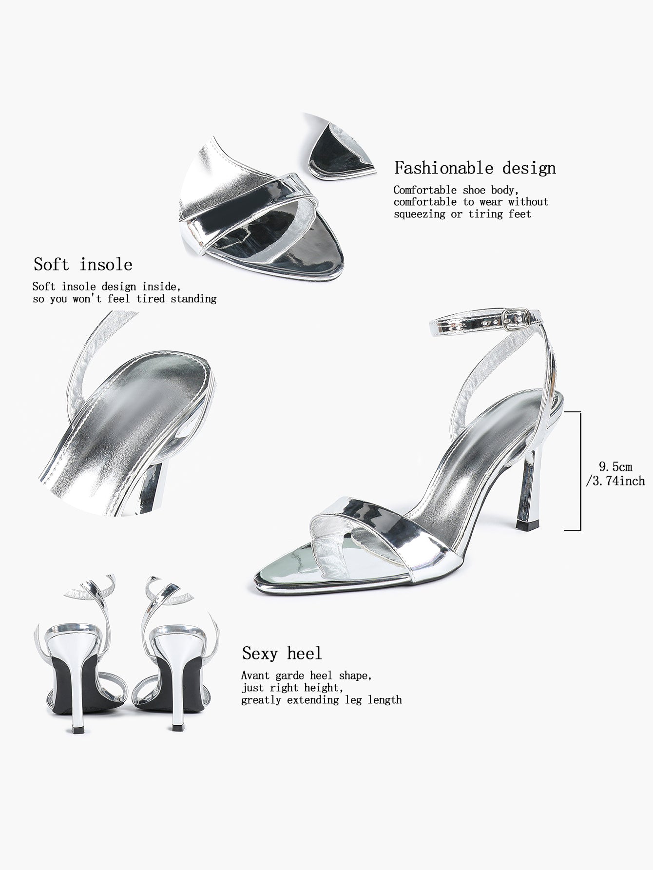 Patent Leather Ankle Strap Heeled Sandals Open Toe Stiletto Engagement Wedding Party