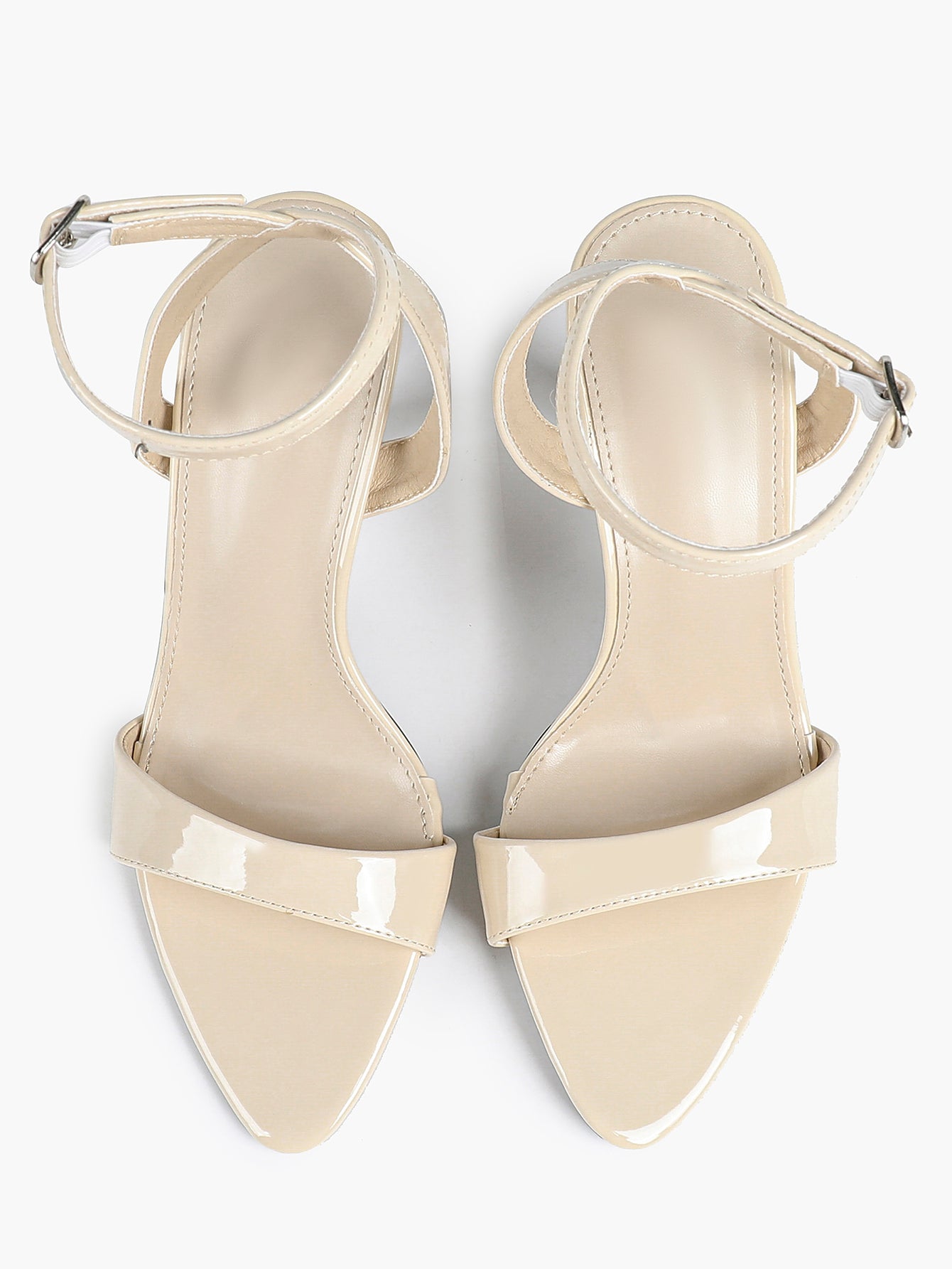 Patent Leather Ankle Strap Heeled Sandals Open Toe Stiletto Engagement Wedding Party