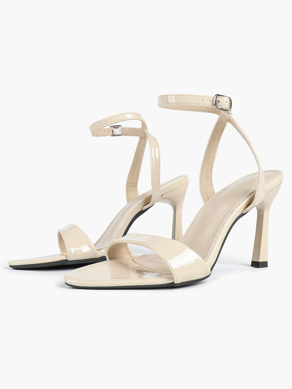 Patent Leather Ankle Strap Heeled Sandals Open Toe Stiletto Engagement Wedding Party