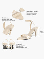 Patent Leather Ankle Strap Heeled Sandals Open Toe Stiletto Engagement Wedding Party