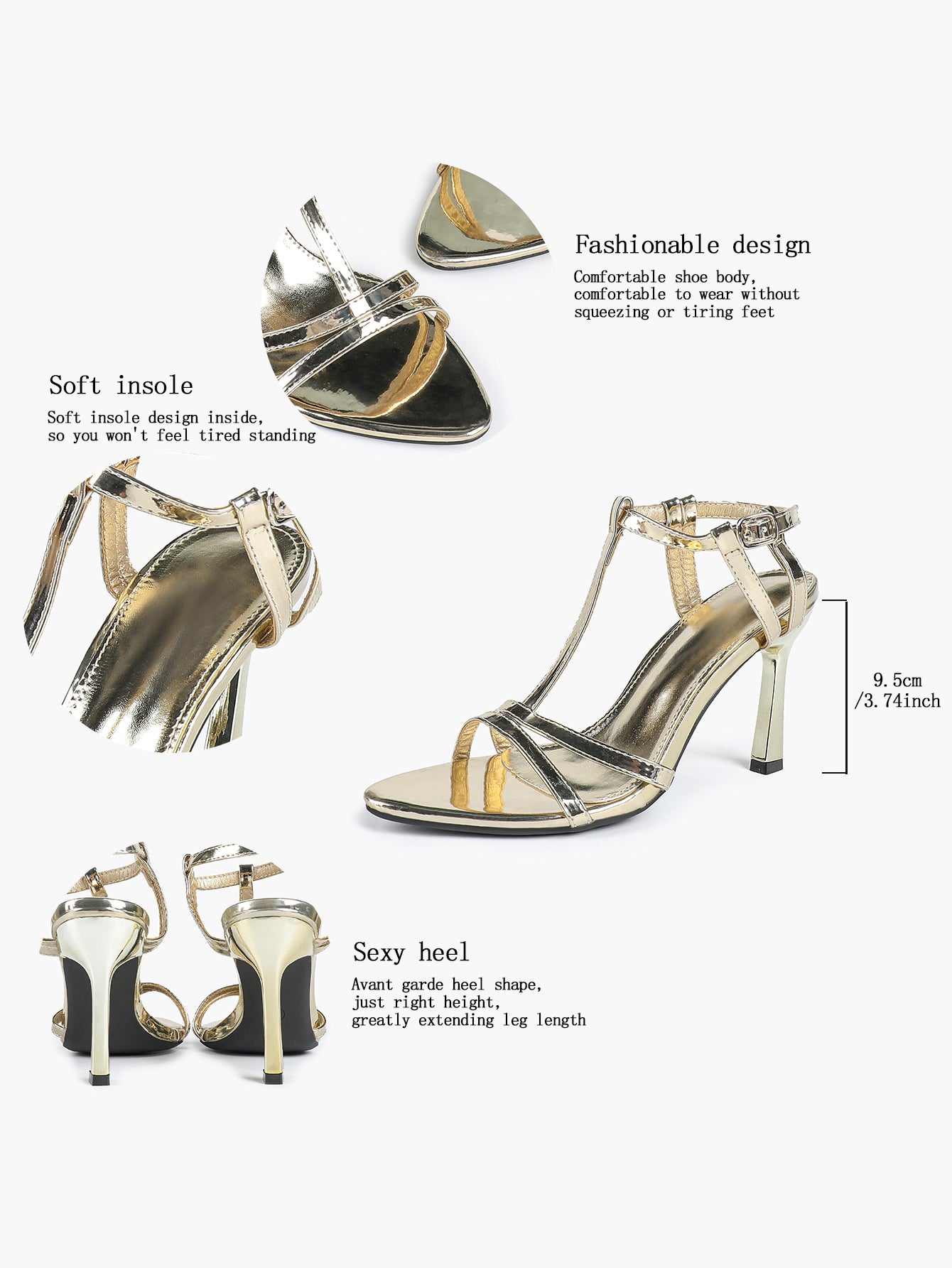 T-Strap Ankle Strap High Heel Sandals Open Toe Block Heels Date Night Office Work Shoes