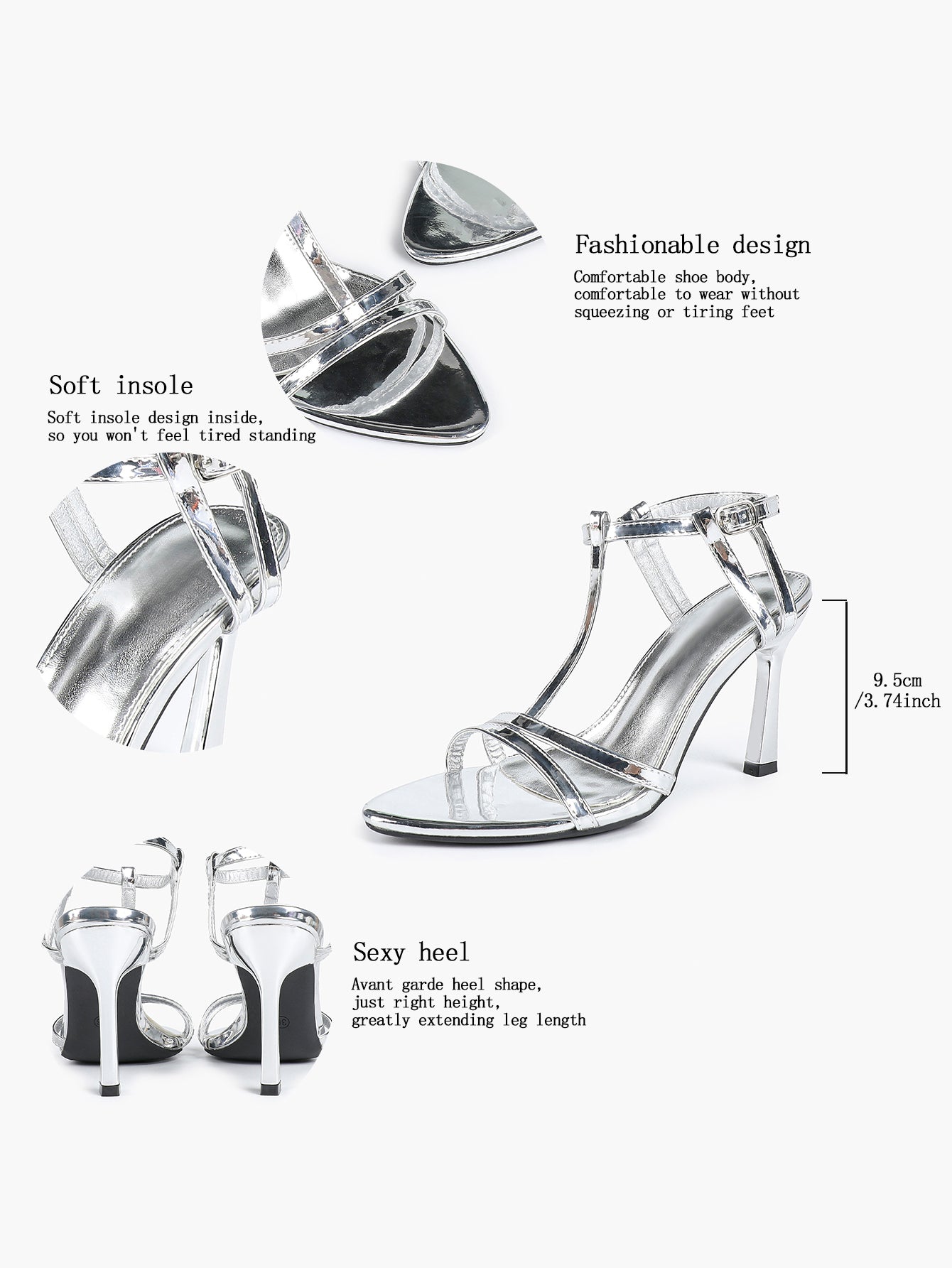 T-Strap Ankle Strap High Heel Sandals Open Toe Block Heels Date Night Office Work Shoes