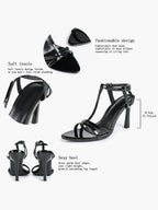 T-Strap Ankle Strap High Heel Sandals Open Toe Block Heels Date Night Office Work Shoes