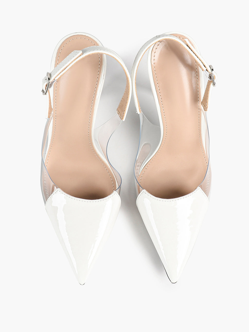 PVC Pointed Toe Slingback Sexy Heeled Pumps Ankle Strap Stiletto Shoes Clubwear