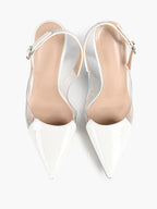 PVC Pointed Toe Slingback Sexy Heeled Pumps Ankle Strap Stiletto Shoes Clubwear