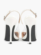 PVC Pointed Toe Slingback Sexy Heeled Pumps Ankle Strap Stiletto Shoes Clubwear