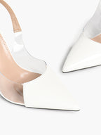 PVC Pointed Toe Slingback Sexy Heeled Pumps Ankle Strap Stiletto Shoes Clubwear