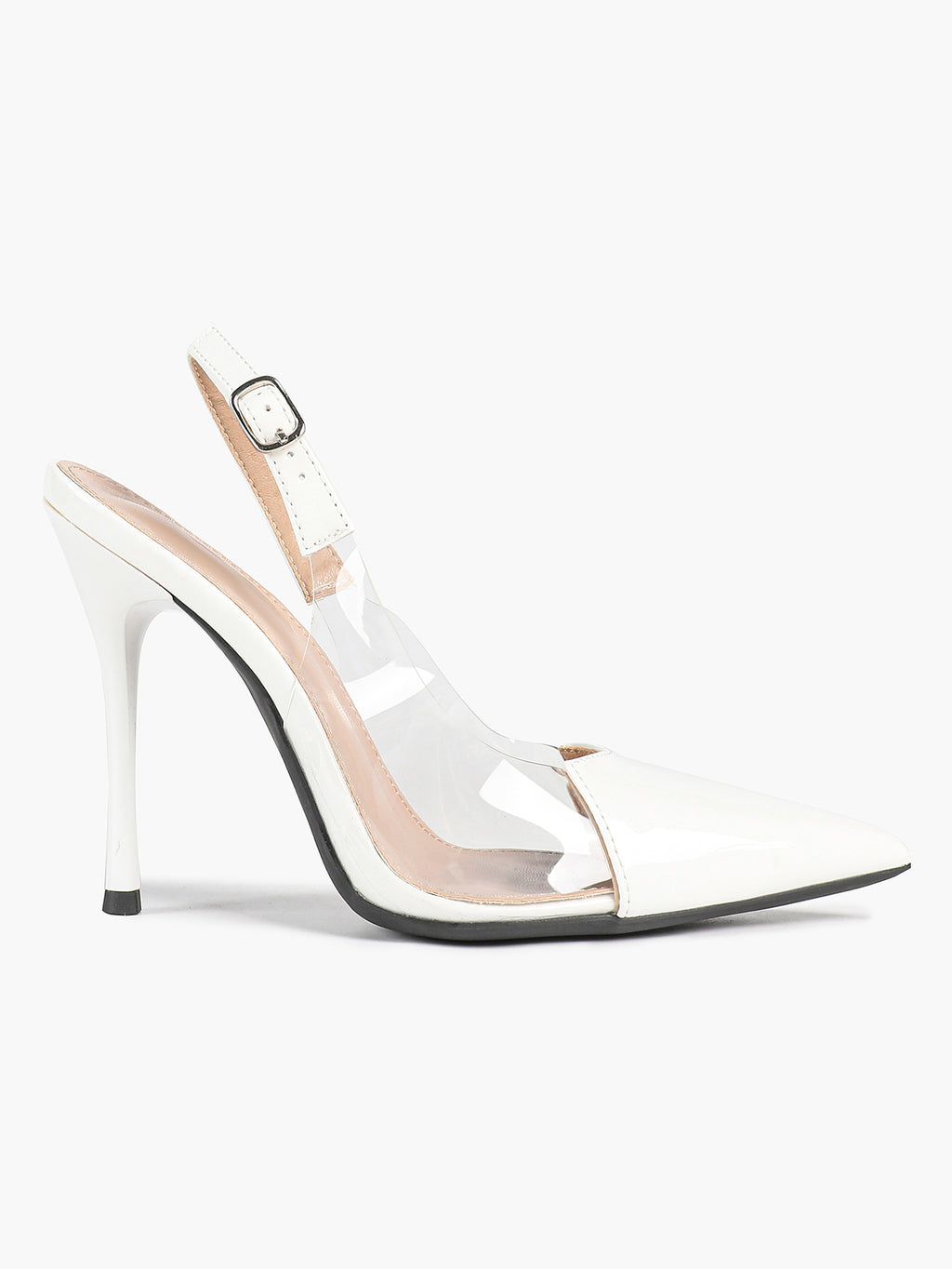 PVC Pointed Toe Slingback Sexy Heeled Pumps Ankle Strap Stiletto Shoes Clubwear