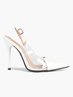 PVC Pointed Toe Slingback Sexy Heeled Pumps Ankle Strap Stiletto Shoes Clubwear