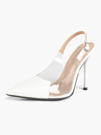 PVC Pointed Toe Slingback Sexy Heeled Pumps Ankle Strap Stiletto Shoes Clubwear