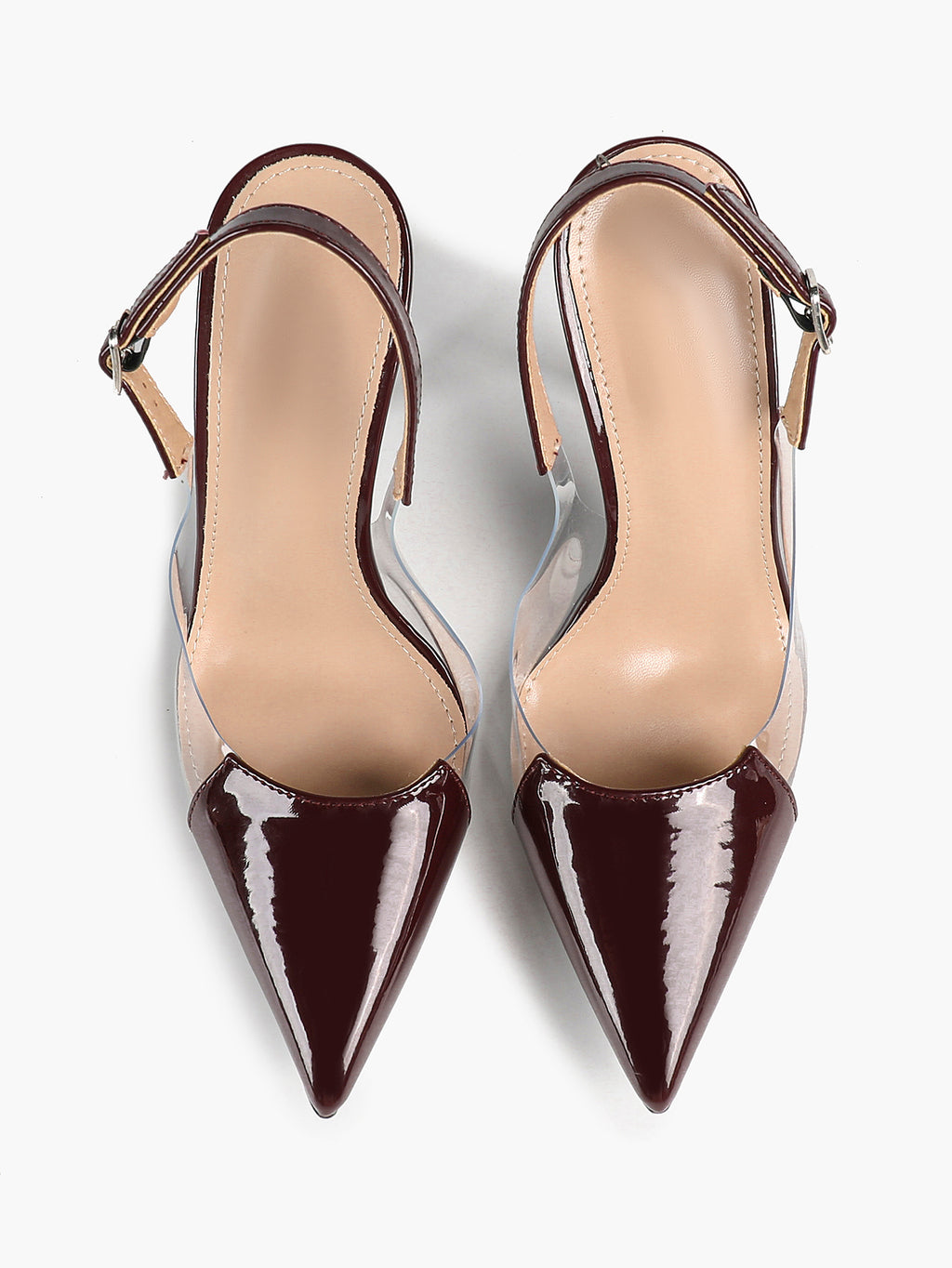 PVC Pointed Toe Slingback Sexy Heeled Pumps Ankle Strap Stiletto Shoes Clubwear