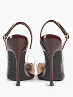 PVC Pointed Toe Slingback Sexy Heeled Pumps Ankle Strap Stiletto Shoes Clubwear