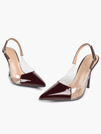 PVC Pointed Toe Slingback Sexy Heeled Pumps Ankle Strap Stiletto Shoes Clubwear