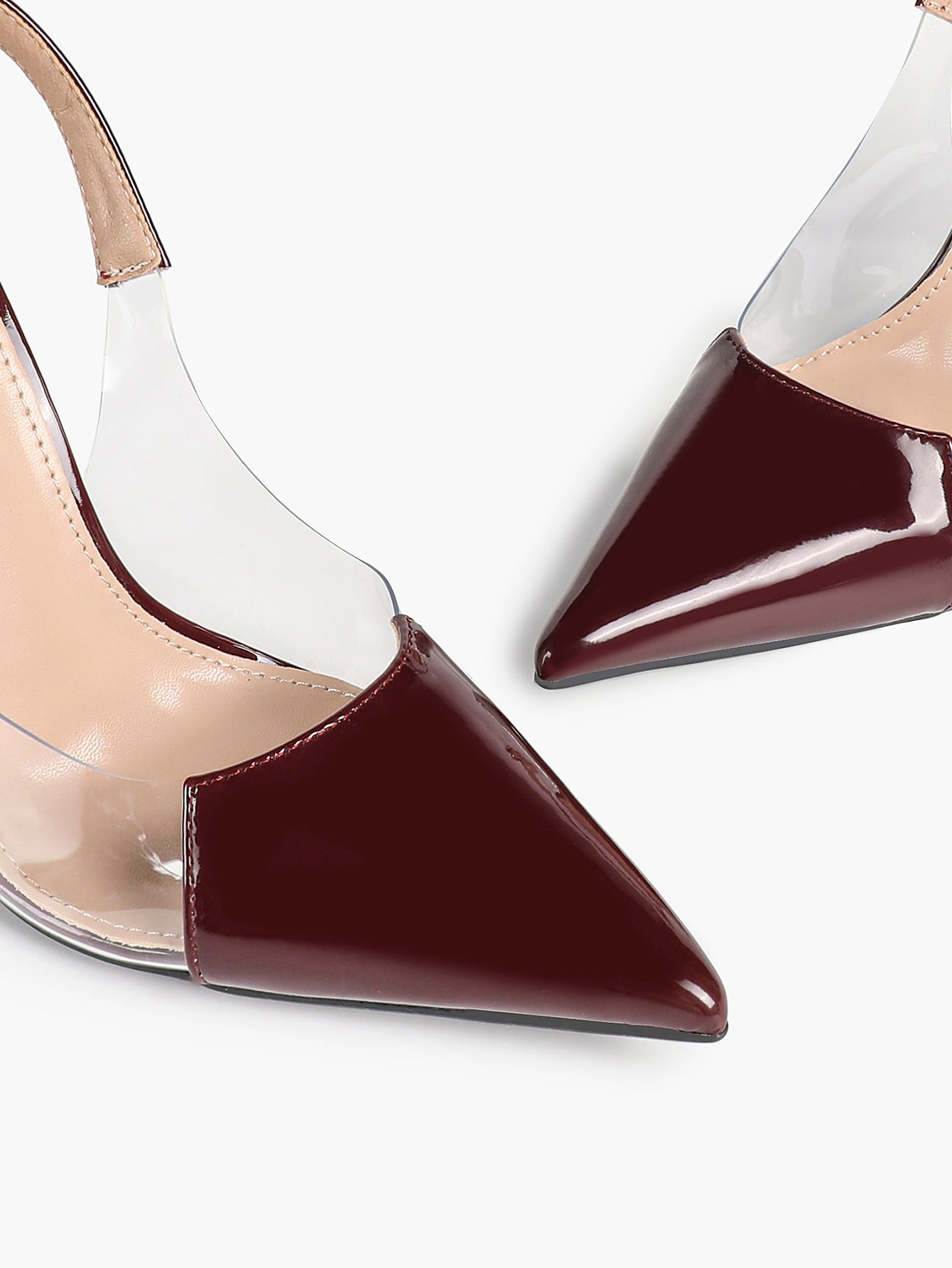 PVC Pointed Toe Slingback Sexy Heeled Pumps Ankle Strap Stiletto Shoes Clubwear