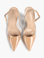 PVC Pointed Toe Slingback Sexy Heeled Pumps Ankle Strap Stiletto Shoes Clubwear