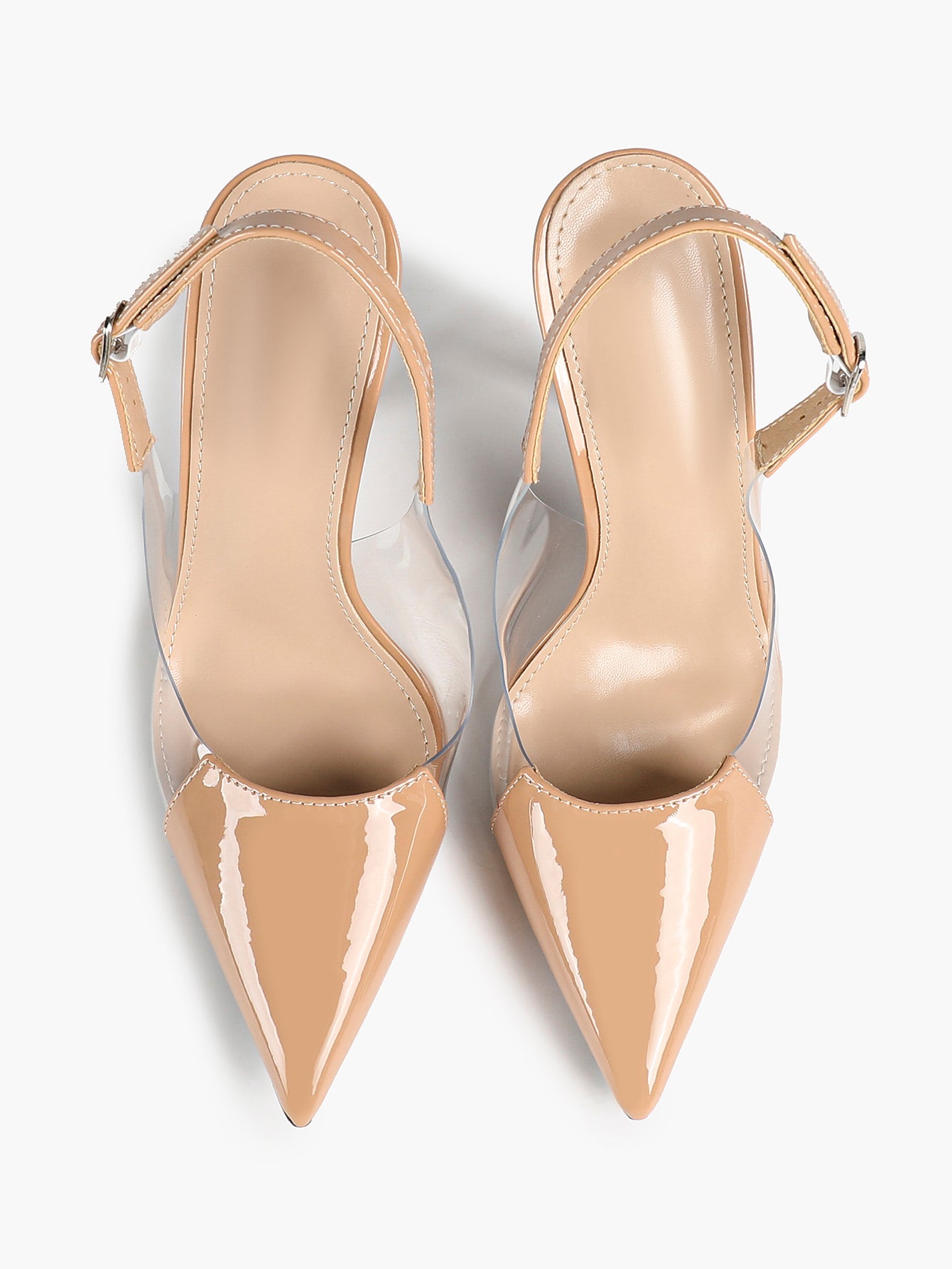 PVC Pointed Toe Slingback Sexy Heeled Pumps Ankle Strap Stiletto Shoes Clubwear