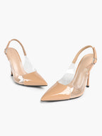 PVC Pointed Toe Slingback Sexy Heeled Pumps Ankle Strap Stiletto Shoes Clubwear