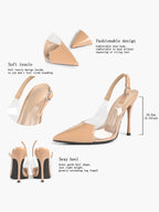 PVC Pointed Toe Slingback Sexy Heeled Pumps Ankle Strap Stiletto Shoes Clubwear