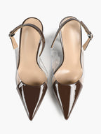PVC Pointed Toe Slingback Sexy Heeled Pumps Ankle Strap Stiletto Shoes Clubwear