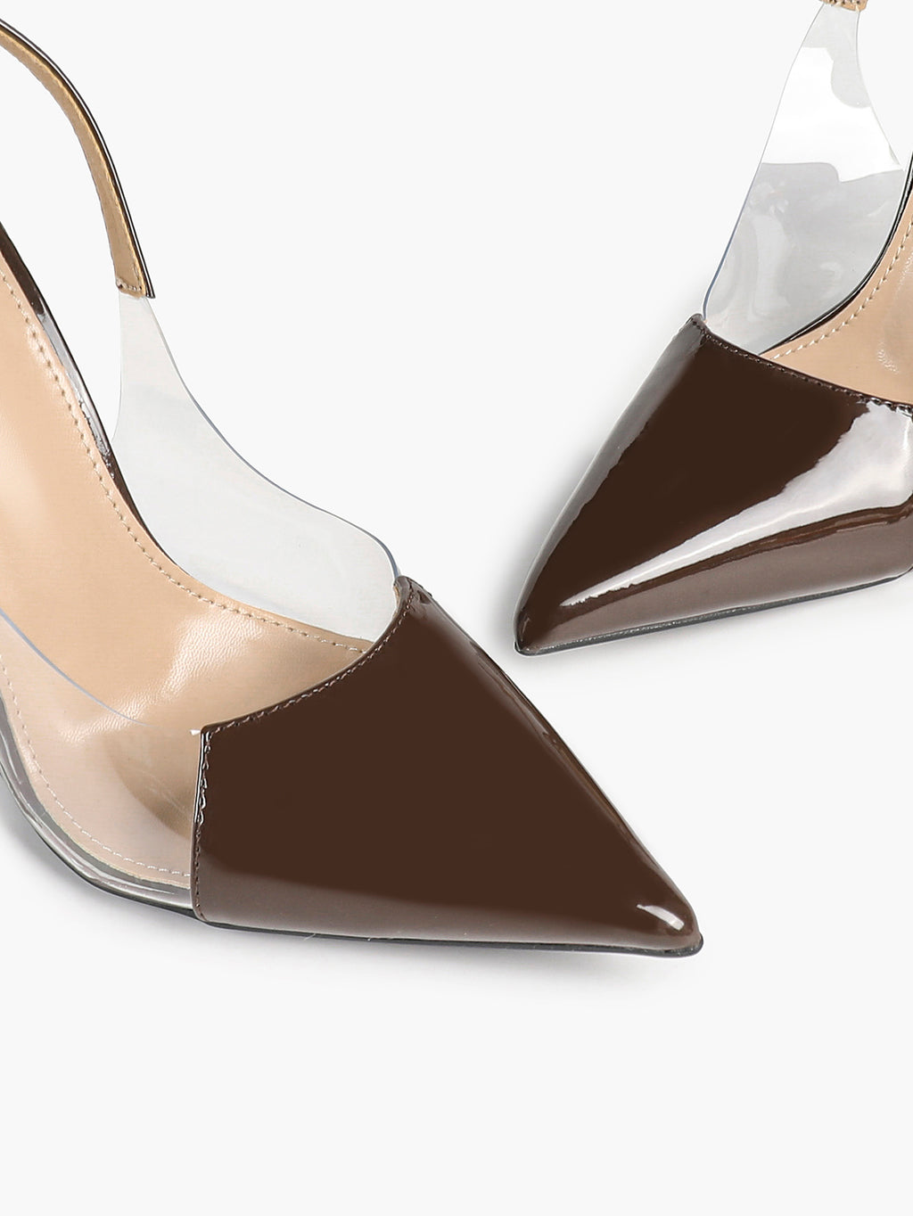 PVC Pointed Toe Slingback Sexy Heeled Pumps Ankle Strap Stiletto Shoes Clubwear