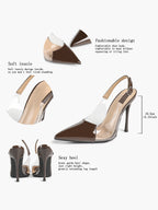 PVC Pointed Toe Slingback Sexy Heeled Pumps Ankle Strap Stiletto Shoes Clubwear