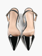 PVC Pointed Toe Slingback Sexy Heeled Pumps Ankle Strap Stiletto Shoes Clubwear