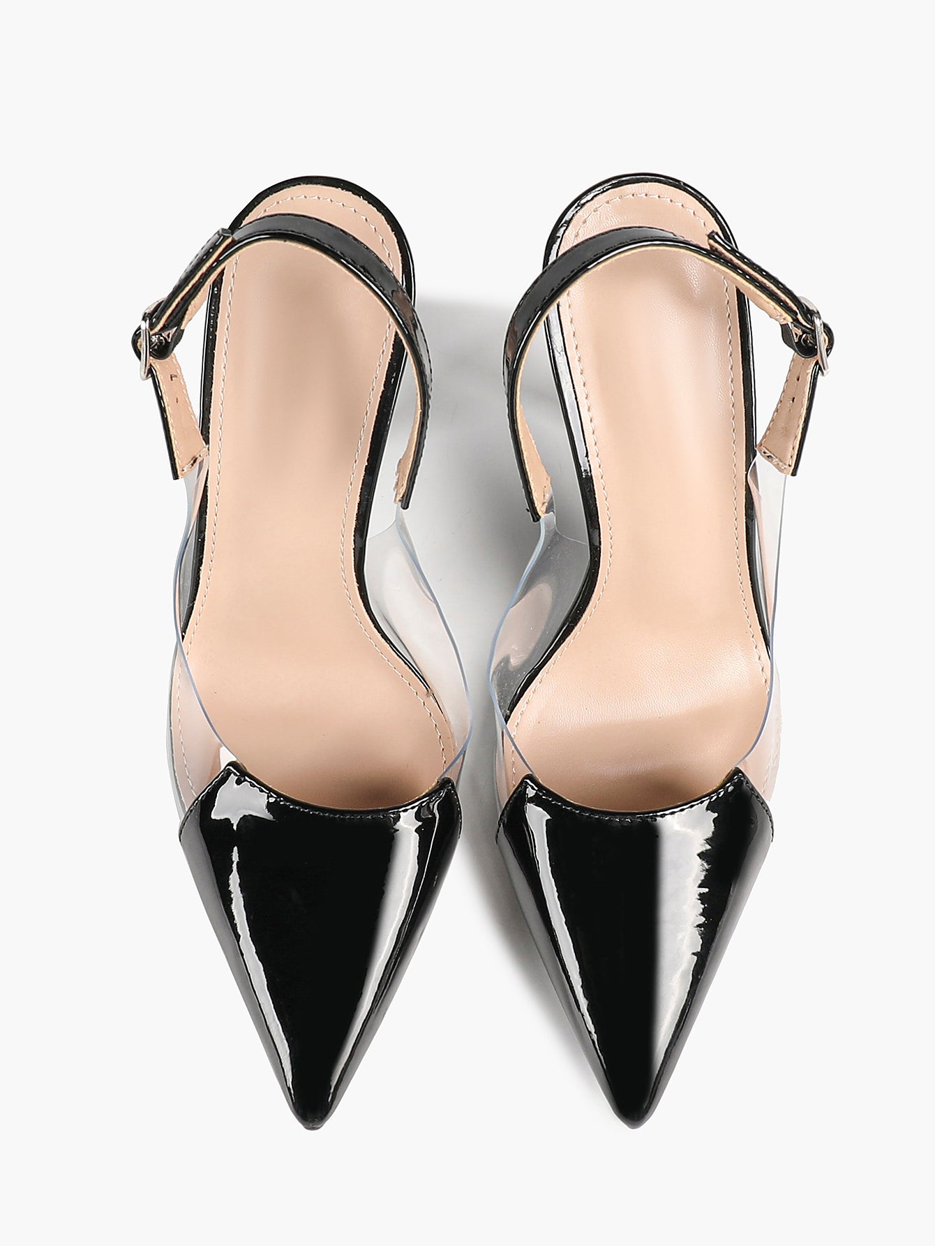 PVC Pointed Toe Slingback Sexy Heeled Pumps Ankle Strap Stiletto Shoes Clubwear