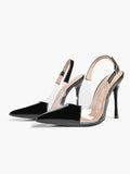 PVC Pointed Toe Slingback Sexy Heeled Pumps Ankle Strap Stiletto Shoes Clubwear