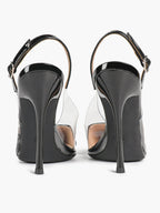 PVC Pointed Toe Slingback Sexy Heeled Pumps Ankle Strap Stiletto Shoes Clubwear