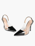 PVC Pointed Toe Slingback Sexy Heeled Pumps Ankle Strap Stiletto Shoes Clubwear