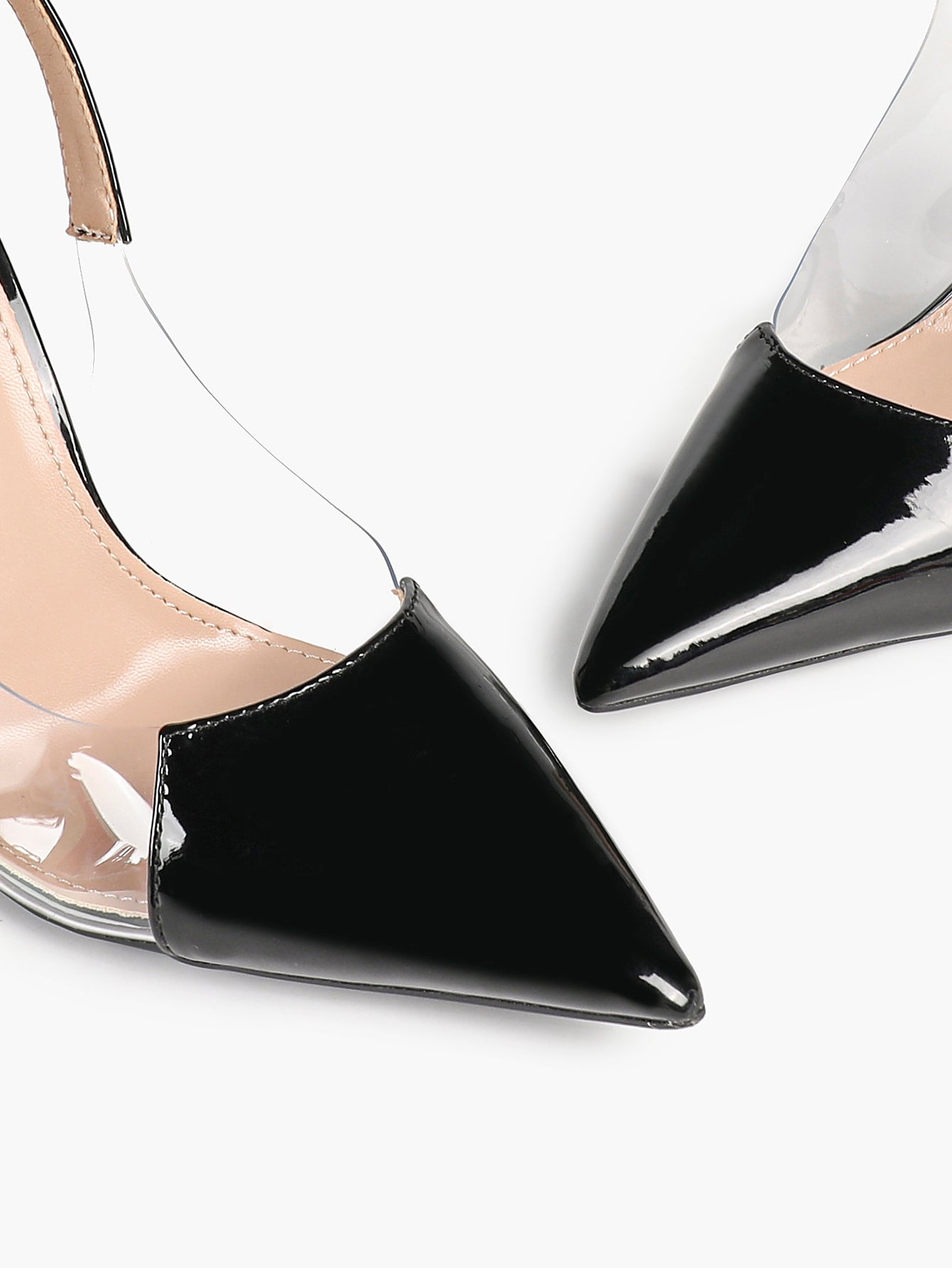 PVC Pointed Toe Slingback Sexy Heeled Pumps Ankle Strap Stiletto Shoes Clubwear