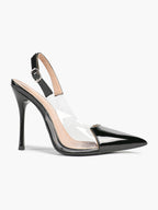 PVC Pointed Toe Slingback Sexy Heeled Pumps Ankle Strap Stiletto Shoes Clubwear