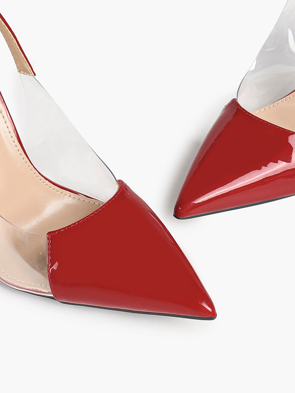 PVC Pointed Toe Slingback Sexy Heeled Pumps Ankle Strap Stiletto Shoes Clubwear