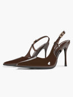 Women's Patent Pointed Toe Slingback High Heel Pumps Work Wedding Guest Date Night