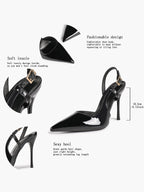 Women's Patent Pointed Toe Slingback High Heel Pumps Work Wedding Guest Date Night