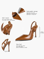 Women's Patent Pointed Toe Slingback High Heel Pumps Work Wedding Guest Date Night